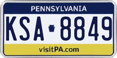 PA license plate KSA8849