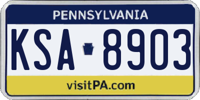 PA license plate KSA8903