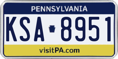 PA license plate KSA8951