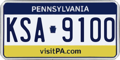 PA license plate KSA9100