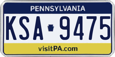 PA license plate KSA9475