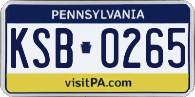 PA license plate KSB0265