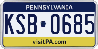 PA license plate KSB0685