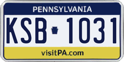 PA license plate KSB1031