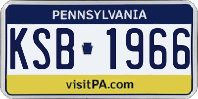 PA license plate KSB1966