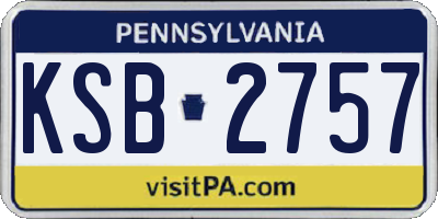 PA license plate KSB2757