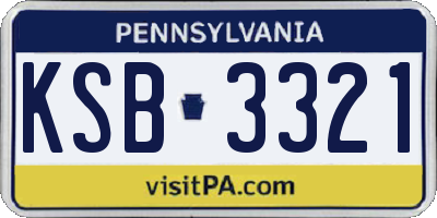 PA license plate KSB3321