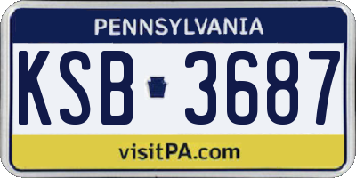 PA license plate KSB3687