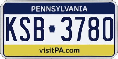PA license plate KSB3780