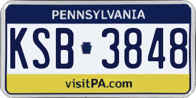PA license plate KSB3848