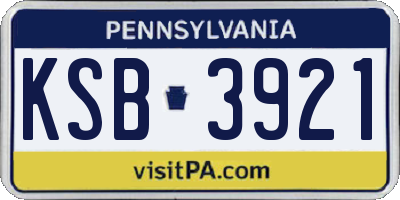 PA license plate KSB3921