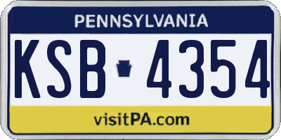 PA license plate KSB4354