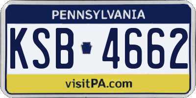 PA license plate KSB4662