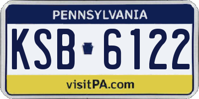 PA license plate KSB6122
