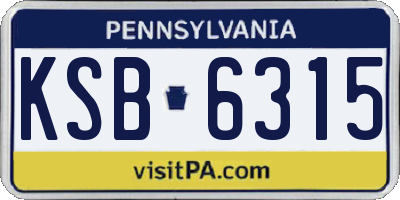 PA license plate KSB6315
