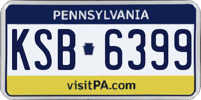 PA license plate KSB6399