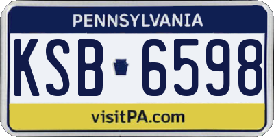 PA license plate KSB6598