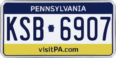 PA license plate KSB6907