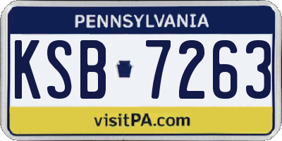 PA license plate KSB7263