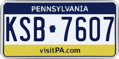PA license plate KSB7607