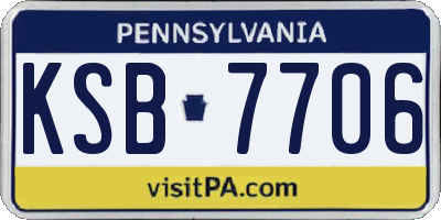 PA license plate KSB7706