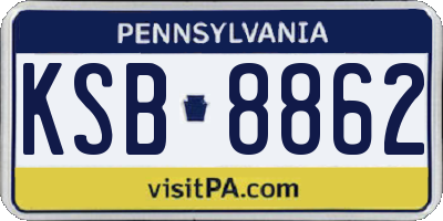 PA license plate KSB8862