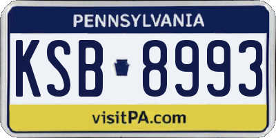 PA license plate KSB8993