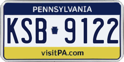 PA license plate KSB9122