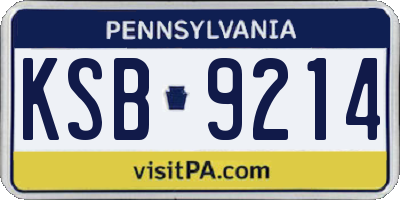 PA license plate KSB9214