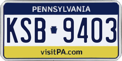 PA license plate KSB9403