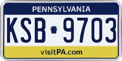 PA license plate KSB9703