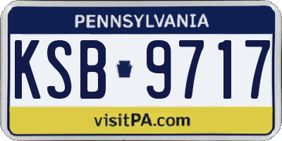 PA license plate KSB9717