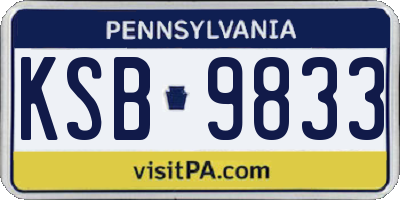 PA license plate KSB9833