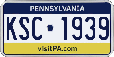 PA license plate KSC1939