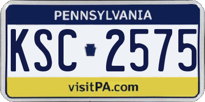 PA license plate KSC2575