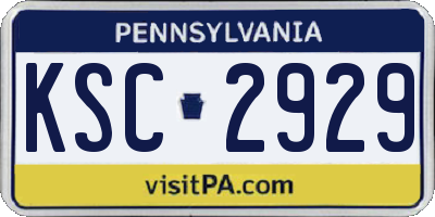 PA license plate KSC2929