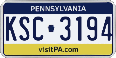 PA license plate KSC3194