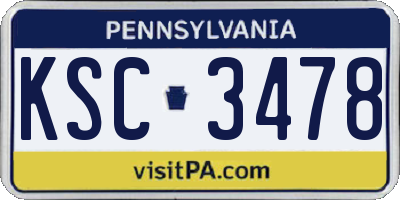 PA license plate KSC3478