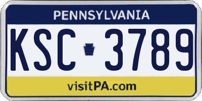 PA license plate KSC3789