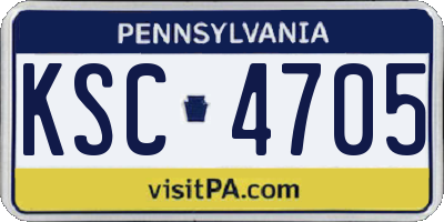 PA license plate KSC4705