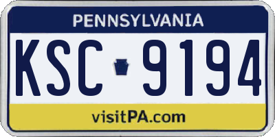 PA license plate KSC9194