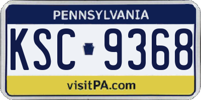 PA license plate KSC9368