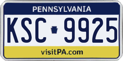 PA license plate KSC9925