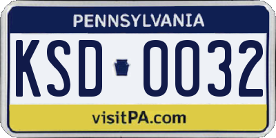 PA license plate KSD0032