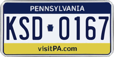 PA license plate KSD0167