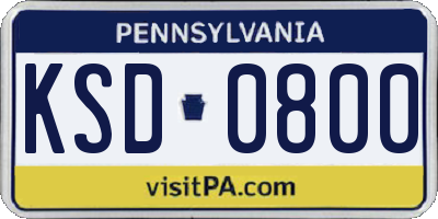 PA license plate KSD0800