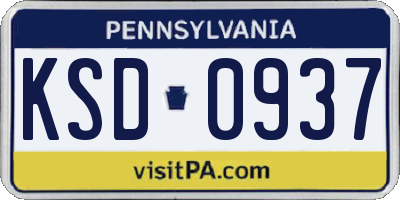 PA license plate KSD0937
