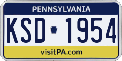 PA license plate KSD1954