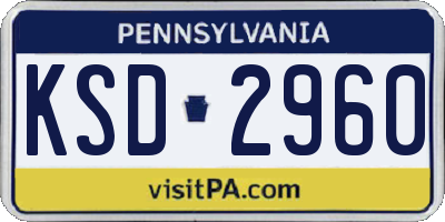 PA license plate KSD2960