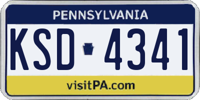 PA license plate KSD4341